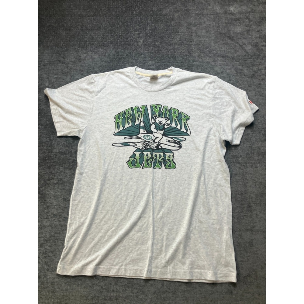 New York Jets Shirt Men XL Gray Homage Football Team Grateful Dead Bear Lot Of 2